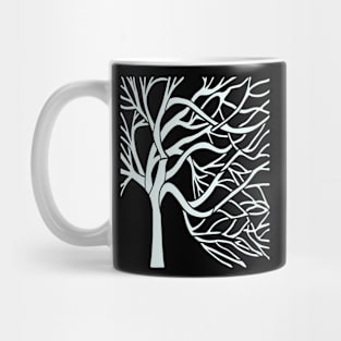 A Bare Tree Cut Out In White Mug